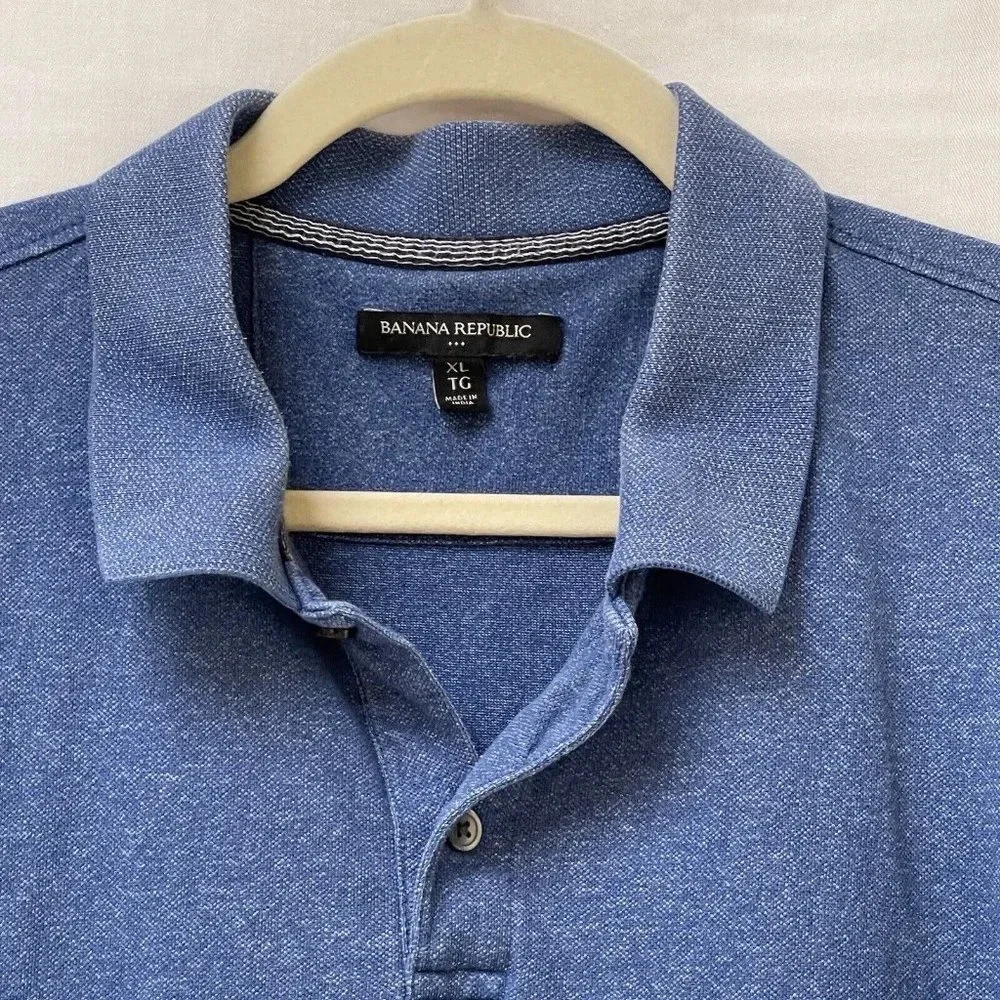 Banana Republic Polo Shirt Mens XL Collared Short Sleeve Relaxed Fit Resort Blue